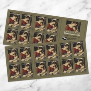 100 USPS Madonna & Child‎ Christmas Forever Stamps 15th Century 2024